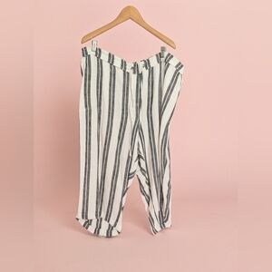 Striped Black and White Pants Per Se Linen Blend Size 3x